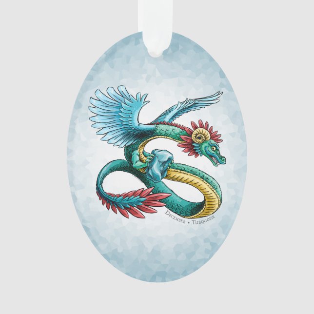 December’s Birthstone Dragon: Turquoise Ornament (Front)