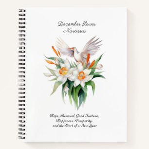 December’s Narcissus Flower with Floral Bird Notebook