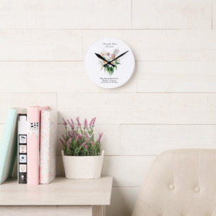 December’s Narcissus Flower with Floral Bird Round Clock