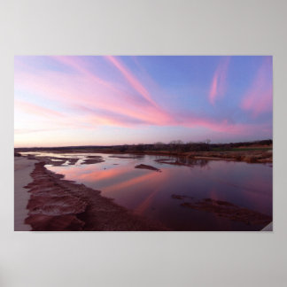 December Sunset, Cimarron River, Oklahoma Poster