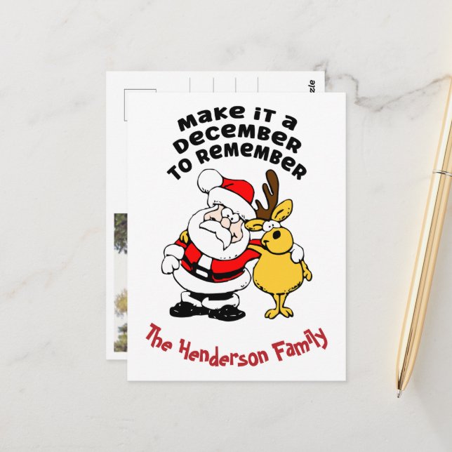 December to remember custom Christmas postcard (Front/Back In Situ)