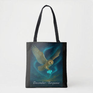 December Turquoise – Celestial Owl Tote Bag