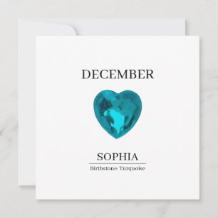 December Turquoise Personalised Birthday Card