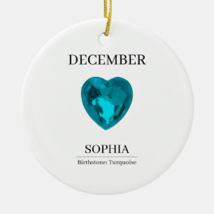 December Turquoise Personalised Birthday Ceramic Ornament