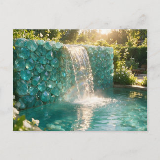 December Turquoise Waterfall Postcard