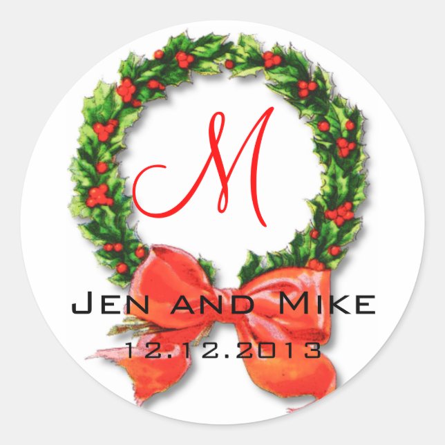 December Wedding Monogram M Sticker (Front)