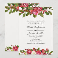 December Winter Wedding Holly Berry Floral Holiday