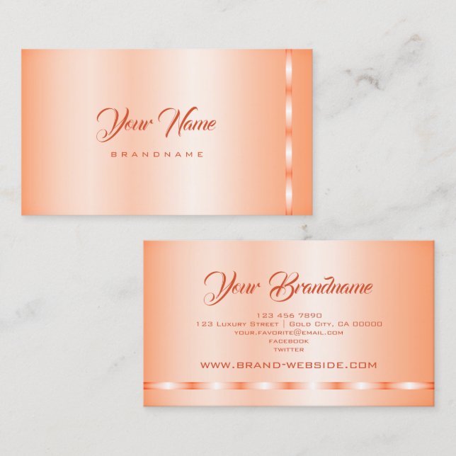 Decent Shimmery Pastel Peach Orange Decorative Business Card (Front/Back)