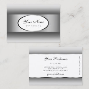 Decent Silver Grey White Ombre Oval Shape Frame Business Card