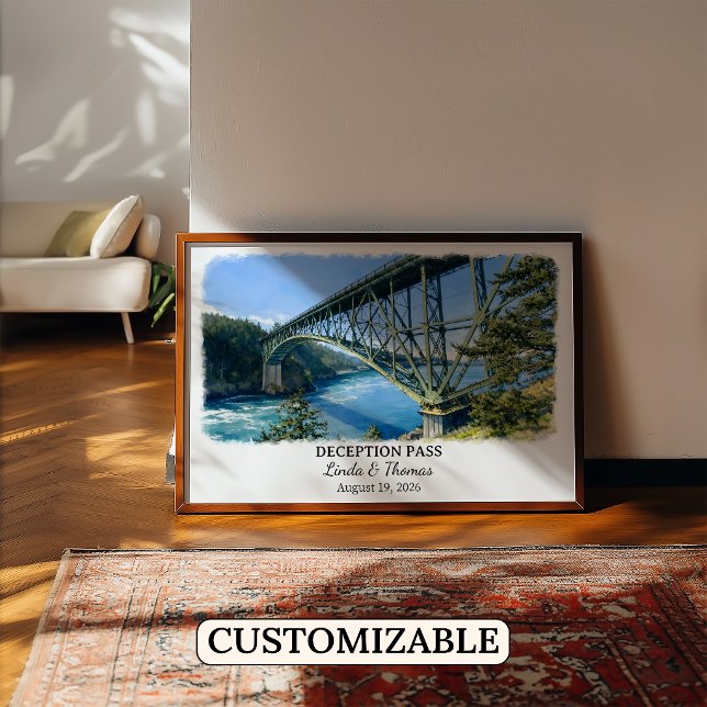 Deception Pass Washington Poster, Watercolor, Cust Poster (Creator Uploaded)