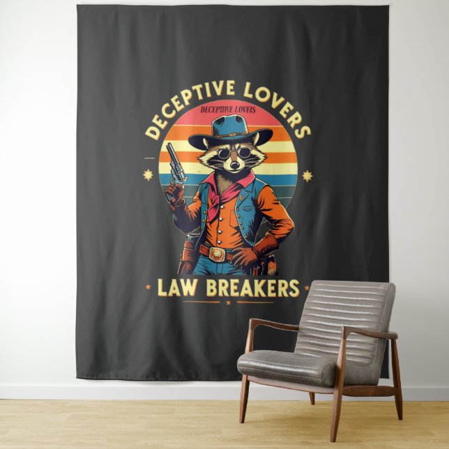 🐾 "Deceptive Lovers, Law Breakers" – Racoon 🔥🤠 Tapestry (In Situ)
