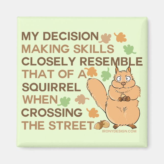 Decision Making Skills Squirrel Humour Magnet (Front)