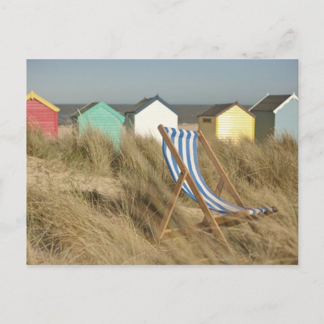 Deck Chair And Beach Huts | Southwold, Suffolk Postcard (Front)