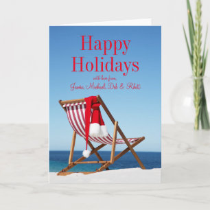 Deck Chair with Santa hat Holiday Card