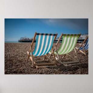 Deck Chairs Looking At The Sea Poster