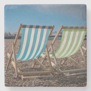 Deck Chairs Looking At The Sea Stone Coaster
