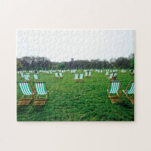 Deck Chairs Spread Out In Green Park, London Jigsaw Puzzle