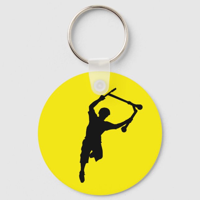 Deck Grabbing Champion Stunt Scooter Rider Key Ring (Front)