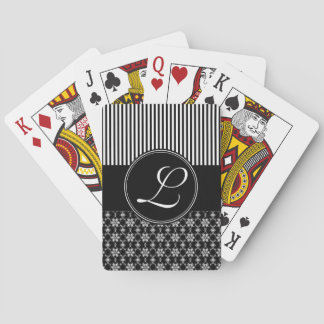 Deck of Cards, Custom Monogram, Black Pattern Playing Cards