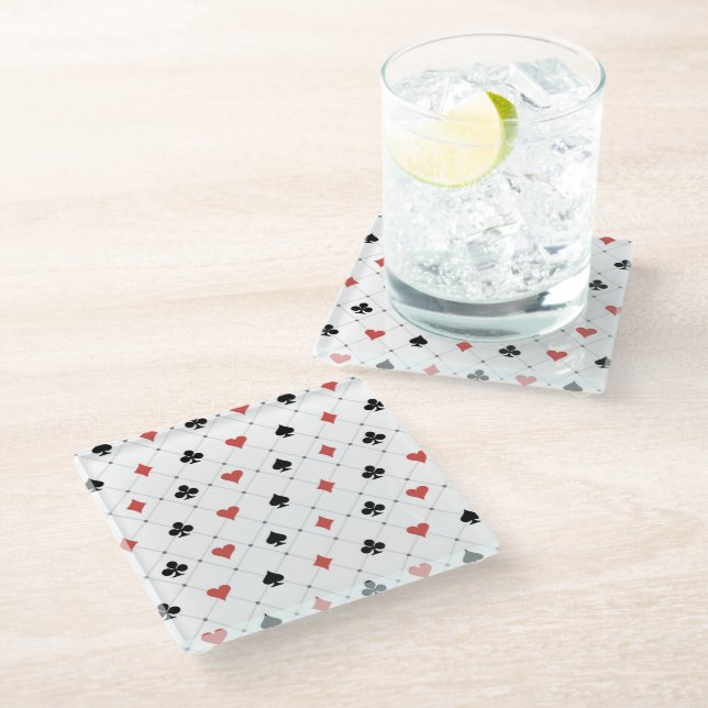 Deck of Cards Pattern Glass Coaster (Angled)