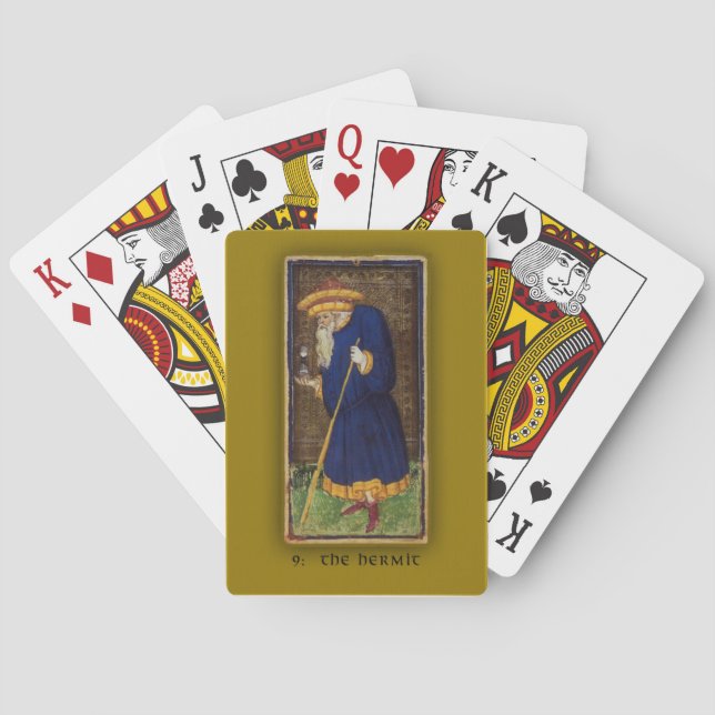 Deck of Cards with Visconti-Sforza Tarot Hermit (Back)