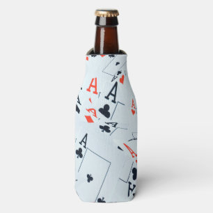 "Deck of Destiny: Layered Aces in a Poker Shuffle" Bottle Cooler