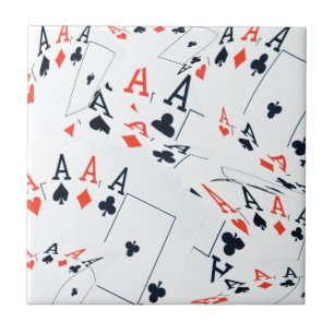 "Deck of Destiny: Layered Aces in a Poker Shuffle" Ceramic Tile