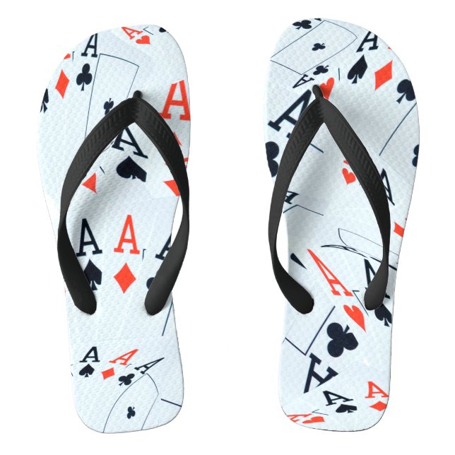 "Deck of Destiny: Layered Aces in a Poker Shuffle" Thongs (Footbed)