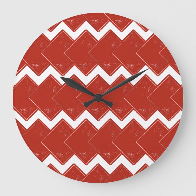 Deck of Red Squares Large Clock (Front)