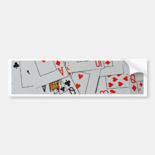 Deck Of Scatter Playing Cards Pattern, Bumper Sticker