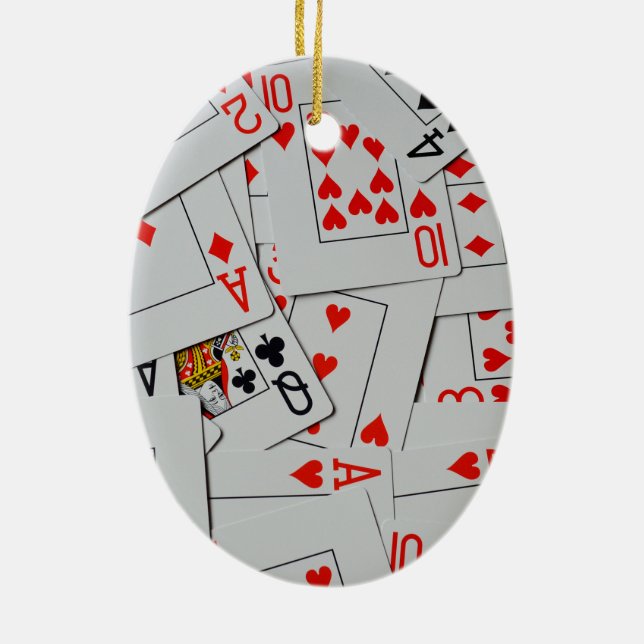 Deck Of Scatter Playing Cards Pattern, Ceramic Ornament (Back)