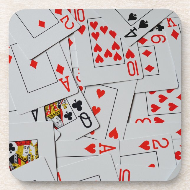 Deck Of Scatter Playing Cards Pattern, Coaster (Front)