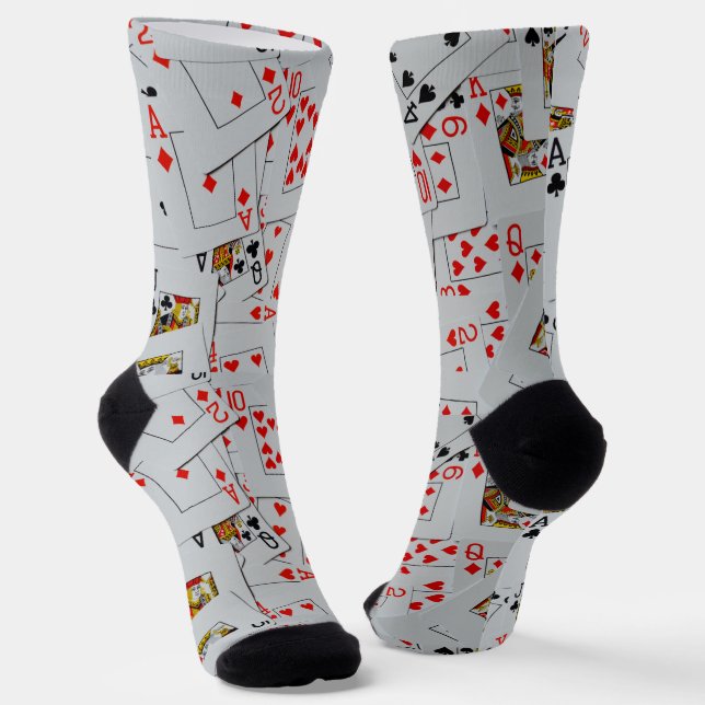Deck Of Scattered Playing Cards, Crew Socks (Angled)
