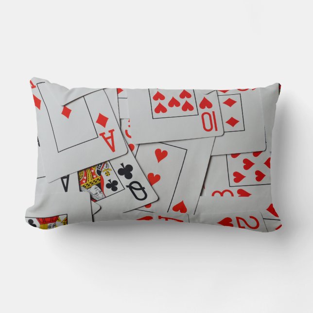 Deck Of Scattered Playing Cards, Lumbar Cushion (Front)