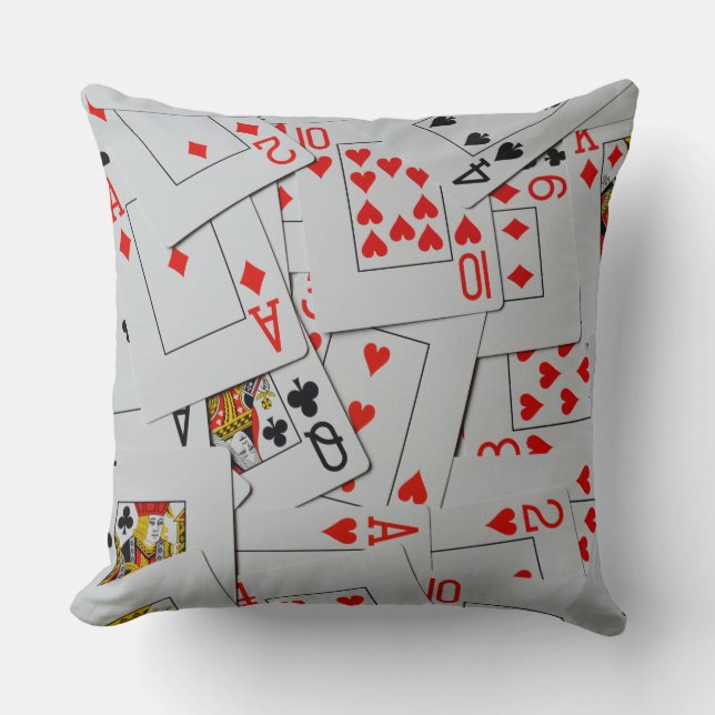 Deck Of Scattered Playing Cards Pattern, Cushion (Front)