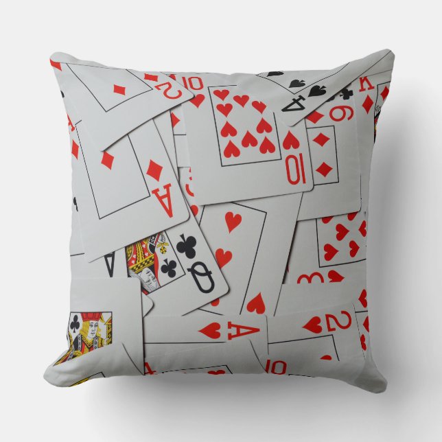 Deck Of Scattered Playing Cards Pattern, Cushion (Front)