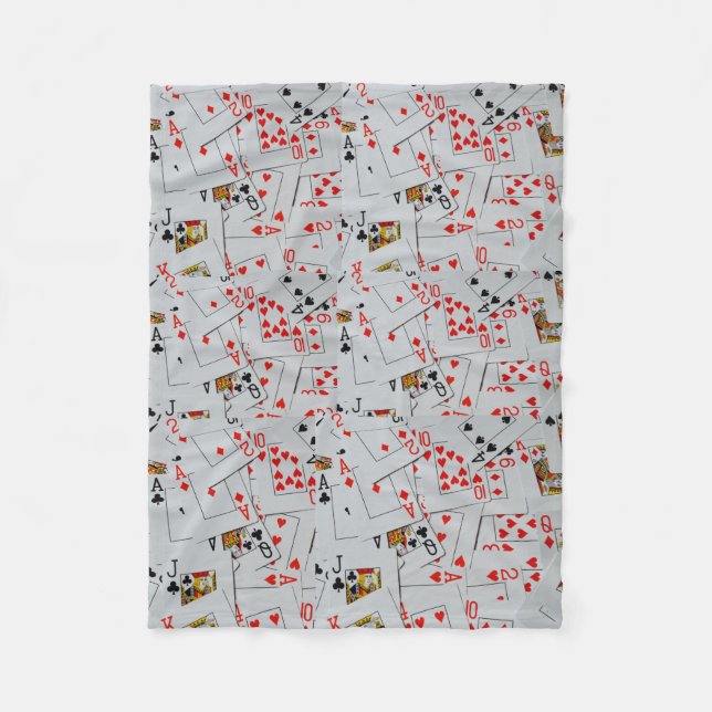 Deck Of Scattered Playing Cards Pattern, Fleece Blanket (Front)