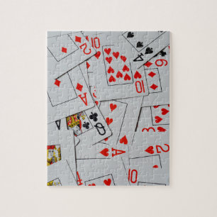 Deck Of Scattered Playing Cards Pattern, Jigsaw Puzzle