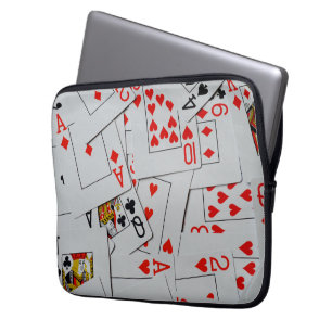 Deck Of Scattered Playing Cards Pattern, Laptop Sleeve