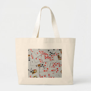Deck Of Scattered Playing Cards Pattern, Large Tote Bag