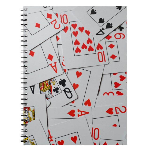 Deck Of Scattered Playing Cards Pattern, Notebook (Front)