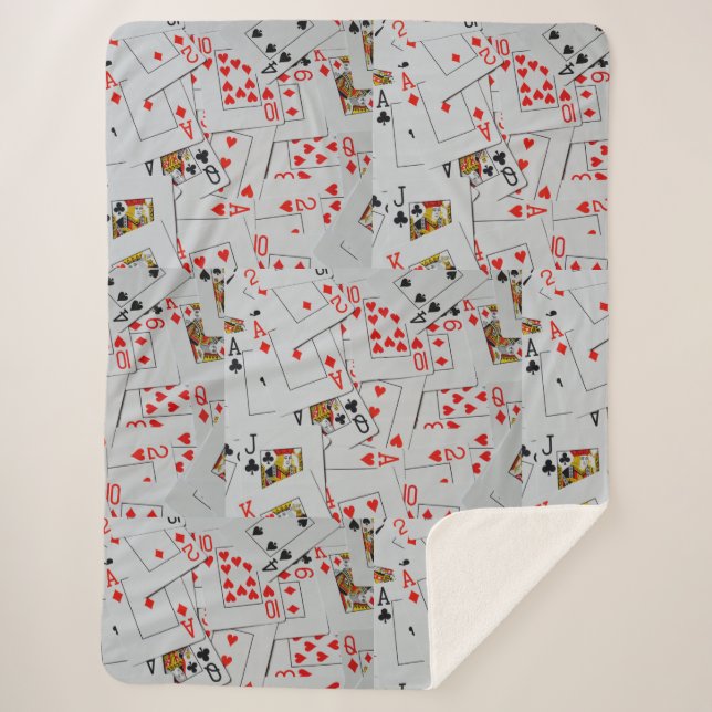 Deck Of Scattered Playing Cards Pattern,  Sherpa Blanket (Front)