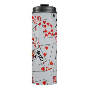 Deck Of Scattered Playing Cards Pattern, Thermal Tumbler
