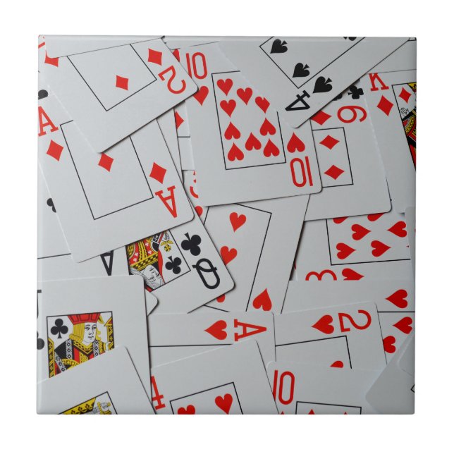 Deck Of Scattered Playing Cards Pattern, Tile (Front)