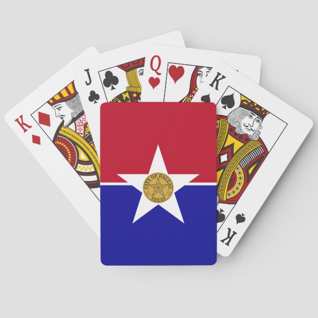 Deck Playing Cards with Flag of Dallas, USA (Back)