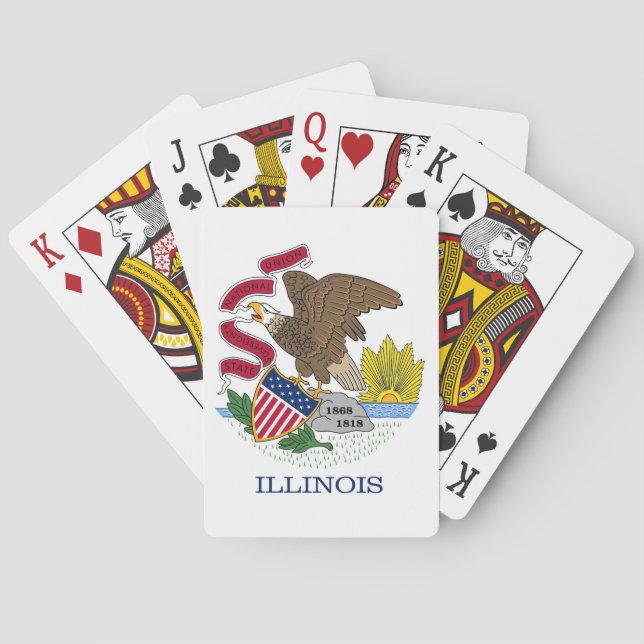 Deck Playing Cards with Flag of Illinois (Back)