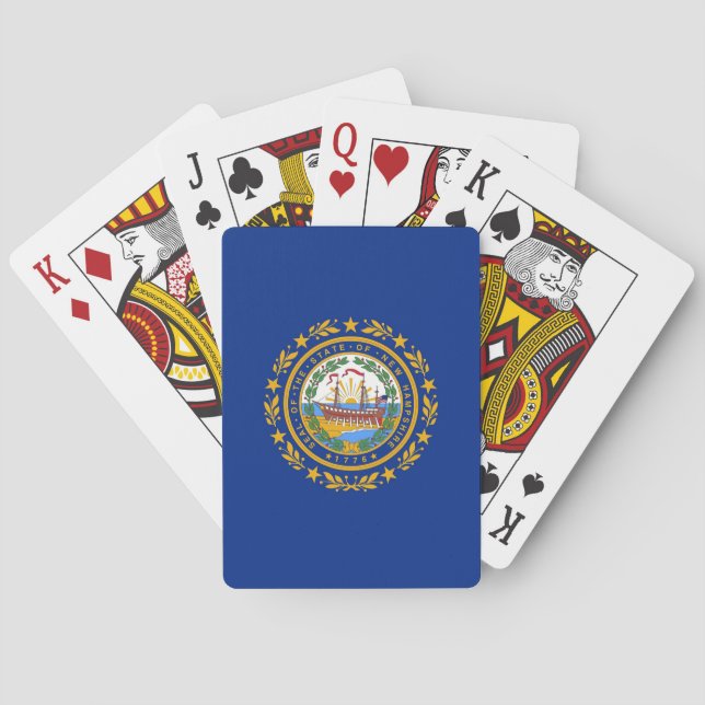 Deck Playing Cards with Flag of New Hampshire, USA (Back)