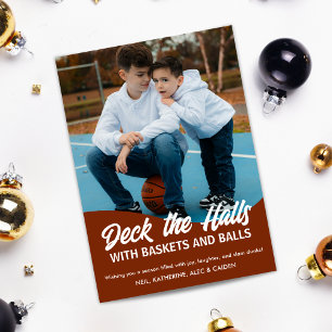 Deck the Halls Basketball Multi Photo Holiday Card