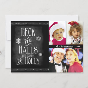 Deck the Halls Chalkboard Photo Christmas Holiday Card