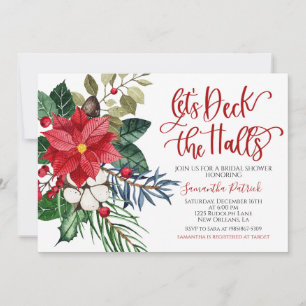 Deck the Halls Christmas Bridal Shower Invitation
